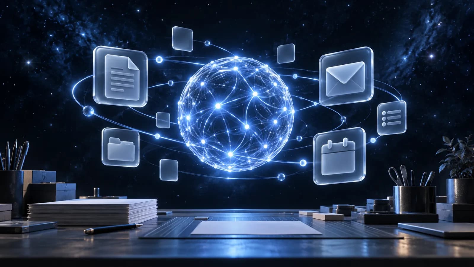 An AI core organising a small business's documents, appointments and emails