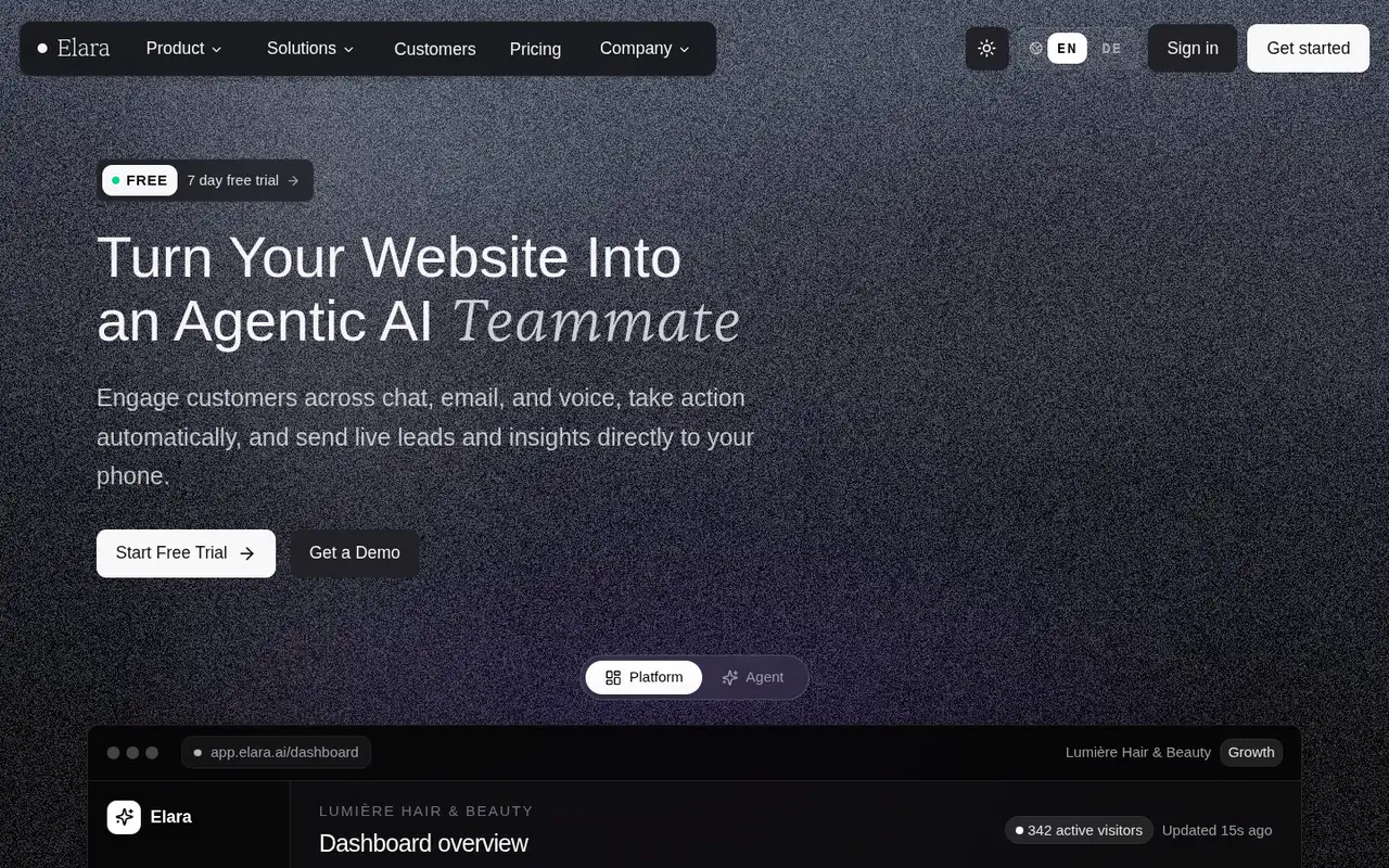 Screen recording: Elara on desktop, dark mode