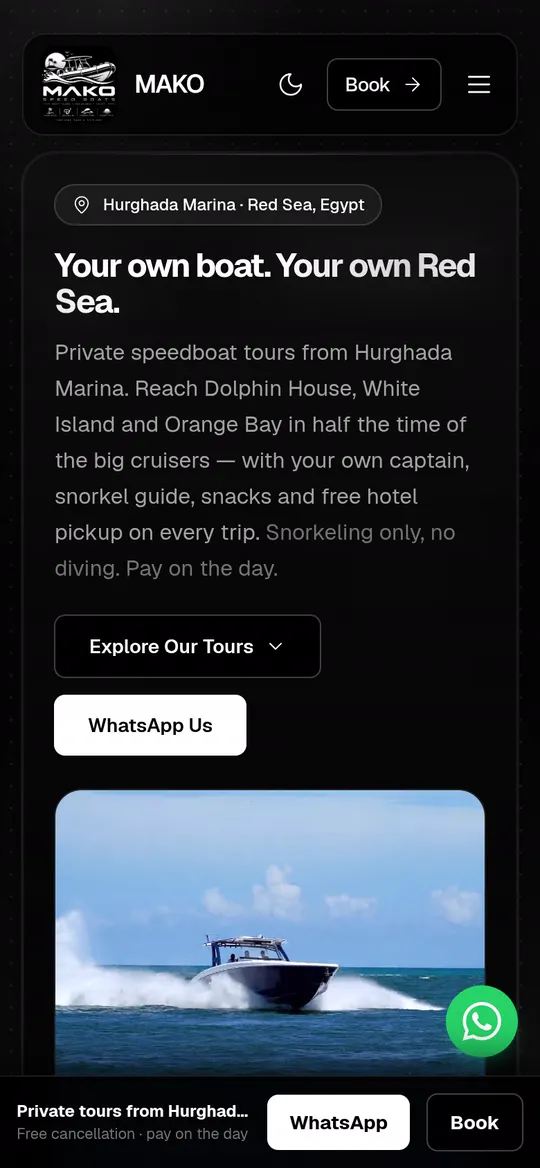 Screen recording: Mako Speed Boats on a phone, dark mode