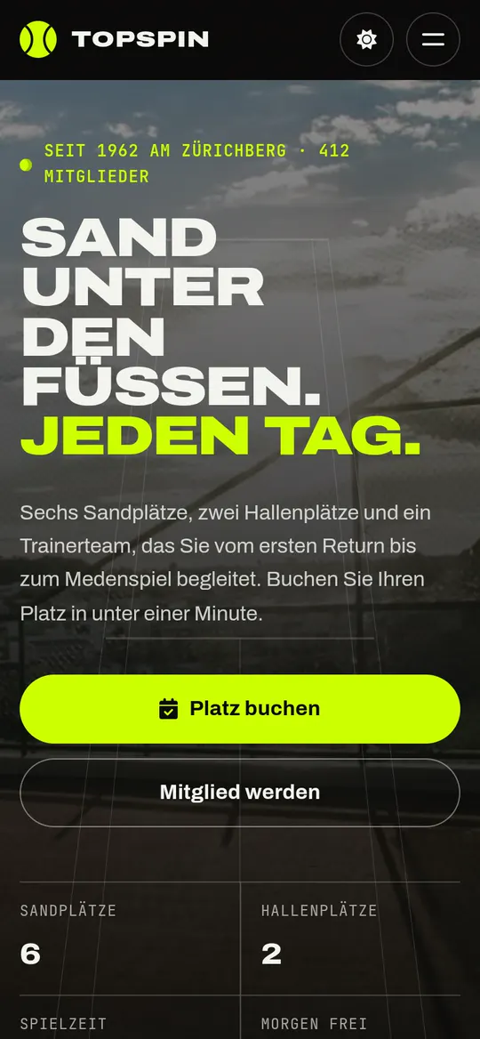 Screen recording: Topspin Tennis Club on a phone, dark mode